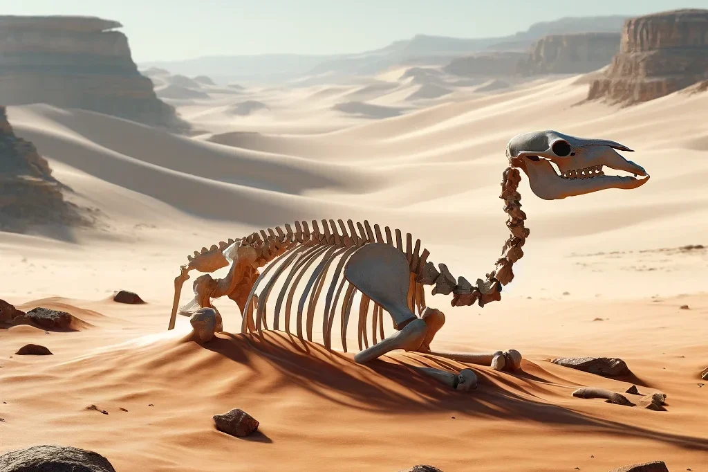 Kamel Skelett in der Wüste